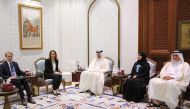 Speaker of the Shura Council H E Hassan bin Abdullah Al Ghanim meeting Member of the Foreign Affairs Commission and Vice-President of France-Qatar Friendship Group in the French National Assembly H E Amelia Lakrafi yesterday.
