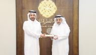 CEO of the Qatar Media Corporation (QMC) H E Sheikh Abdulaziz bin Thani Al Thani with President of Qatar University (QU) H E Dr. Omar Mohamed Al Ansari at QMC premises.