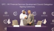 Yousuf Mohamed Al Jaida, Chief Executive Officer, QFC and Daniel R Fung, SBS, SC, KC, FCIArb, JP, Vice Chairman, FSDC during the MoU signing.