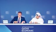 CEO of Qatar Free Zones Authority (QFZ), Sheikh Mohammed bin Hamad bin Faisal Al Thani and President Region EMEA of Evonik, Joerg Syrzisko signing the agreement.