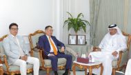 QC First Vice-Chairman, Mohamed bin Twar Al Kuwari with Ambassador of Mongolia to State of Kuwait, H E Sergelen Purev, and Non-resident Ambassador to the State of Qatar.