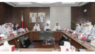QC Chairman, Sheikh Khalifa bin Jassim Al Thani and Director of the Insurance Supervision Department at the Qatar Central Bank, Sheikh Mohammed bin Ahmed bin Saif Al Thani with other officials during the meeting.