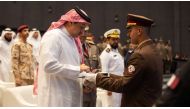 Deputy Prime Minister and Minister of State for Defense Affairs H E Dr. Khalid bin Mohammed Al Attiyah at the graduation of the 20th batch of national service recruits.
