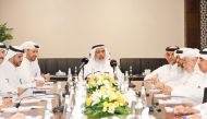 Minister of Awqaf and Islamic Affairs and Head of the Qatari Hajj Mission H E Ghanem bin Shaheen Al Ghanim during a meeting with Hajj tour operators.
