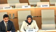 Second Secretary at the Ministry of Foreign Affairs Fatima Al Mannai speaking at the 56th session of Human Rights Council in Geneva.