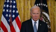 US President Joe Biden looks on during a Medal of Honor ceremony in the East Room of the White House in Washington, DC, on July 3, 2024. (Photo by Jim Watson / AFP)