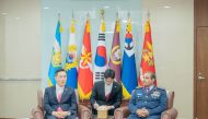 Chief of Staff of the Qatar Armed Forces H E Lieutenant General (Pilot) Salem bin Hamad bin Aqeel Al Nabit (right) with Korean Minister of National Defence H E Shin Won Sik during their meeting in Seoul.