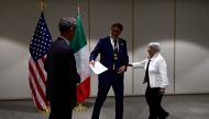 US Treasury Secretary Janet Yellen (right) and Italy's Minister of Economy and Finance Giancarlo Giorgetti (center) are pictured ahead of a bilateral meeting in the framework of the G20 Ministerial Meeting in Rio de Janeiro, Brazil, on July 25, 2024. (Photo by Pablo Porciuncula / AFP)