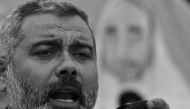 (Files) Hamas leader Ismail Haniyeh addresses supporters during a rally in Gaza City 22 April 2005. (Photo by Mohammed Abed / AFP)
