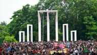 Anti-Discrimination Student Movement held a rally at Central Shaheed Minar in Dhaka on August 3, 2024, to demand justice for the victims killed in the recent countrywide violence during anti-quota protests.(Photo by Munir UZ ZAMAN / AFP)

