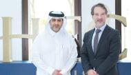 QCB Governor H E Sheikh Bandar bin Mohammed bin Saoud Al Thani with Dean of HEC Paris in Qatar Dr. Pablo Martín de Holan (right) during the visit.