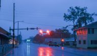 Wind and rain kicked up by Hurricane Debby blow through a street on August 05, 2024 in Chiefland, Florida. (Photo by JOE RAEDLE / GETTY IMAGES NORTH AMERICA / Getty Images via AFP)
