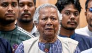 Nobel laureate Muhammad Yunus (C) speaks during a press conference upon his arrival at the Hazrat Shahjalal International Airport in Dhaka on August 8, 2024. 
 (Photo by Munir UZ ZAMAN / AFP)