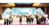 Minister of Communications and Information Technology H E Mohammed bin Ali Al Mannai (front centre) with other officials during the opening of (UPU) Strategy Forum for the Arab Region yesterday in Doha.