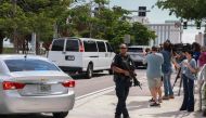 A van carrying Ryan Wesley Routh, the suspect in the apparent assassination attempt on former President Donald Trump, is driven from the federal courthouse after he attended an initial appearance on September 16, 2024, in West Palm Beach, Florida. (Photo by Joe Raedle/Getty Images via AFP)