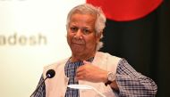 Bangladesh's Chief Adviser of the interim Government Muhammad Yunus speaks during a joint press conference with Anwar Ibrahim, Prime Minister of Malaysia, in Dhaka on October 4, 2024. (Photo by Munir Uz Zaman / AFP)
