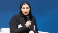 Minister of Social Development and Family H E Maryam bint Ali bin Nasser Al Misnad speaking at the session. 