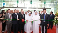 Minister of Environment and Climate Change HE Dr Abdullah bin Abdulaziz bin Turki Al Subaie, Algerian Minister of Trade and Exports Promotion HE Tayeb Zitouni, and Qatar Businessmen Association Chairman HE Sheikh Faisal bin Qassim Al Thani during the inauguration of Algerian Products Exhibition at the DECC.