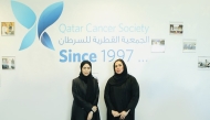 General Manager of Qatar Cancer Society, Mona Hussein Ashkanani and Founder and Chairperson of Mashael Al Sulaiti Law Firm, Mashael Mohammed Al Sulaiti at the MoU signing. 