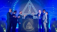 Malaysia's Prime Minister Anwar Ibrahim (centre L) and British chip giant ARM Holdings CEO Rene Haas (centre R) gesture during a ceremony for the launch of a collaboration between Malaysia and ARM Holdings in Kuala Lumpur on March 5, 2025. (Photo by Mohd RASFAN / AFP)
