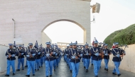 The Police Music Band entertaining visitors during the Eid Al Fitr holidays at Katara. 