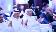 Tareq Hussain Al Khalaf, Partner of My Q Advertising with Sultan bin Rashid Al Khater and Sheikh Jassim bin Jabor Al Thani at the Mega Deals launch event.