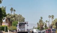 Firetrucks are seen outside a damaged American Reproductive Centers fertility clinic after a bomb blast outside the building in Palm Springs, California, on May 17, 2025. (Photo by Gabriel Osorio / AFP)