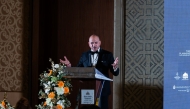 Ambassador of Sweden to Qatar H E Gautam Bhattacharyya speaking during the event.