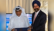 Eng. Khalid Abdulrahim Al-Sayed, Chairman of the Board of the Arab Center for Artificial Intelligence; and Tarundeep Singh Anand, President of Universal AI University, at the MoU signing.
