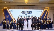 Minister of Transport H E Sheikh Mohammed bin Abdulla bin Mohammed Al Thani with officials and graduates of Qatar Aeronautical Academy (QAA) of the class of 2025 during a ceremony in Doha yesterday.

