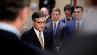U.S. Speaker of the House Mike Johnson (R-LA) speaks to members of the media outside the House Chamber at the U.S. Capitol on July 23, 2025 in Washington, DC.Photo by Andrew Harnik / GETTY IMAGES NORTH AMERICA / Getty Images via AFP.