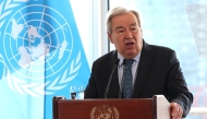 United Nations Secretary General Antonio Guterres delivers a speech on climate and renewable energy at the UN headquarters in New York City on July 22, 2025. Photo by TIMOTHY A. CLARY / AFP