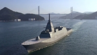 This undated handout photo released by the Australian Defence Force on August 5, 2025 shows the Japanese Maritime Self-Defence Force (JMSDF) frigate JS Mogami (FFM-1) sailing in an undisclosed location. Photo by Handout / AUSTRALIAN DEFENCE FORCE / AFP