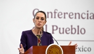 Mexico's President Claudia Sheinbaum speaks during her daily press conference at Palacio Nacional in Mexico City on July 31, 2025. (Photo by Alfredo ESTRELLA / AFP)

