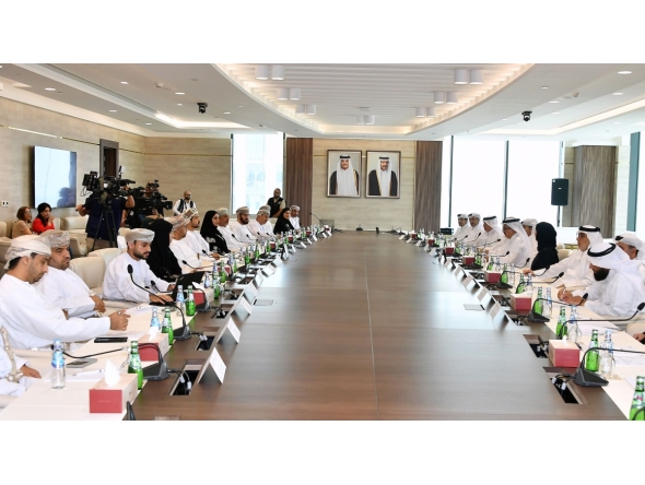 Officials from Qatar and Oman during the meeting at Qatar Chamber's headquarters in Lusail.