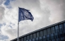 A NATO flag flies at the NATO headquarters in Brussels on September 12, 2025. (Photo by Simon Wohlfahrt / AFP)