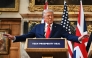 US President Donald Trump gestures during a joint press conference with Britain's Prime Minister Keir Starmer on September 18, 2025. (Photo by Leon Neal / POOL / AFP)
