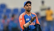 India's captain Suryakumar Yadav gestures at the end of the Asia Cup 2025 Twenty20 international cricket match between India and Oman on September 19, 2025. (Photo by Sajjad Hussain / AFP)