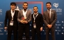 A group of winners of the debating contest. 