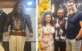 Hariprashanth MG as King Vijayendra in ‘Kantara: A Legend Chapter 1’ (left) and with Rishabh and Pragathi Shetty. Photos were provided by the actor.  