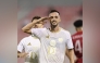 Al Arabi's Pablo Sarabia celebrates after scoring his team's fourth goal.