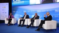 Croatia’s Minister of Foreign and European Affairs Gordan Grlić-Radman (second left) with Secretary General of the Mediterranean (UFM) Nasser Kamel (second right) and Director-General for the Middle East and North Africa at the European Commission Stefano Sannino (right) during the panel session.