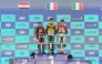 QSSP 300 Race 2 podium winners celebrate on the podium. 