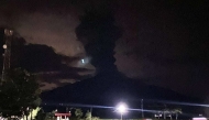 Tall column of ash spewed by Mount Kanlaon Volcano, in the town of La Castellana in Negros Occidental, central Philippines, on October 24, 2025.(Photo by Remuel Lajo/social media)