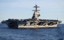 (FILES) The USS Gerald R. Ford, the world's largest aircraft carrier, seen in the North Sea during NATO Neptune Strike 2025 exercise on September 24, 2025 in the North Sea. (Photo by Jonathan KLEIN / AFP)
