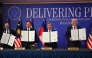 (From L to R) Malaysia's Prime Minister Anwar Ibrahim, Thailand's Prime Minister Anutin Charnvirakul, Cambodia's Prime Minister Hun Manet and US President Donald Trump take part in the ceremonial signing of a ceasefire agreement in Kuala Lumpur on October 26, 2025. (Photo by Andrew Caballero-Reynolds / AFP)
 