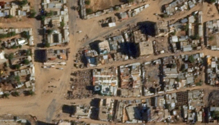 This handout satellite photo obtained from Planet Labs PBC and taken on March 12, 2025 shows the Hagar Qadu Souk (market) in al-Fasher, the capital of Sudan's North Darfur state. (Photo by Planet Labs PBC / AFP)