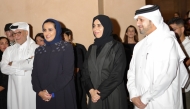 Minister of Education and Higher Education, H E Lolwah Al Khater; Chairperson of Qatar Museums H E Sheikha Al Mayassa bint Hamad bin Khalifa Al Thani; and others at the launch of the exhibition. 