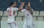 Al Shamal’s Alex Collado (right) celebrates with teammate Akram Tawfik Elhagrasi.