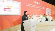 NHRC Chairperson, H E Maryam bint Abdullah Al-Attiyah, addressing the international symposium.